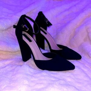 Black Suede 4.5 inch block heals
